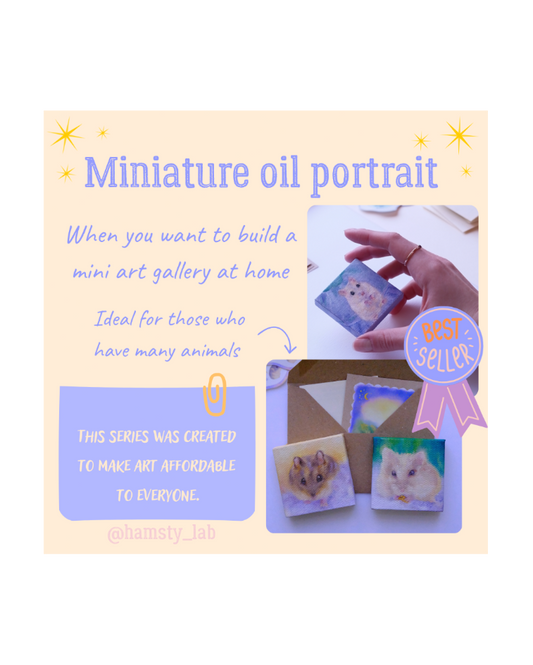 Custom Miniature Hamster Portrait (Oil, 5x5cm canvas)