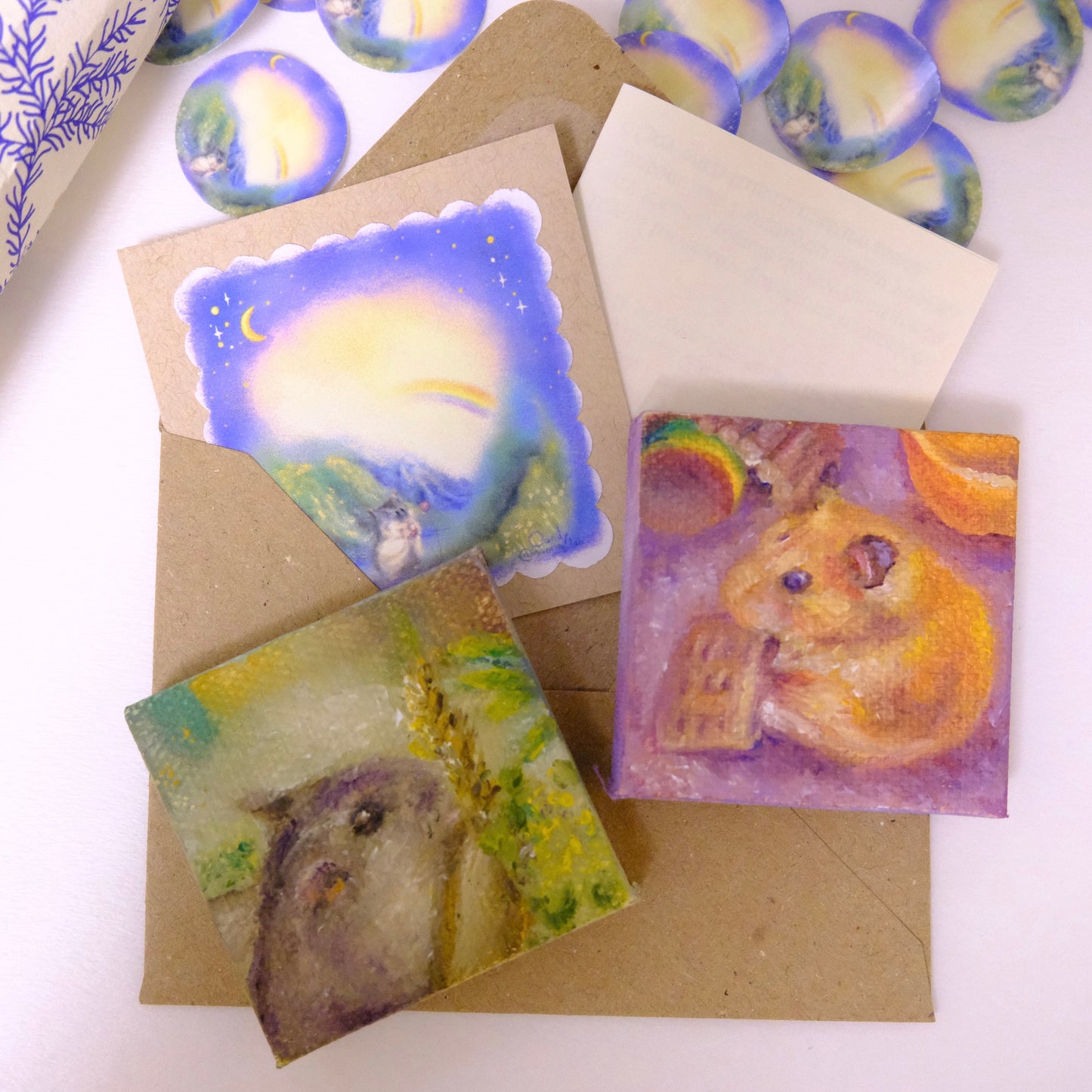 Miniature Hamster Portrait (Oil, 5x5cm canvas)