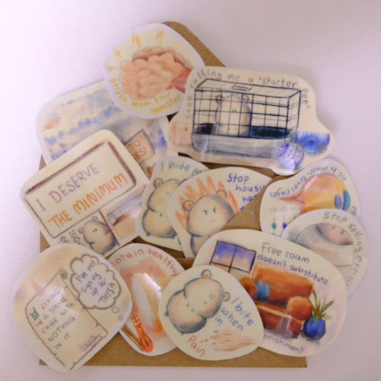 Proper hamster care stickers, 15pc (laminated)
