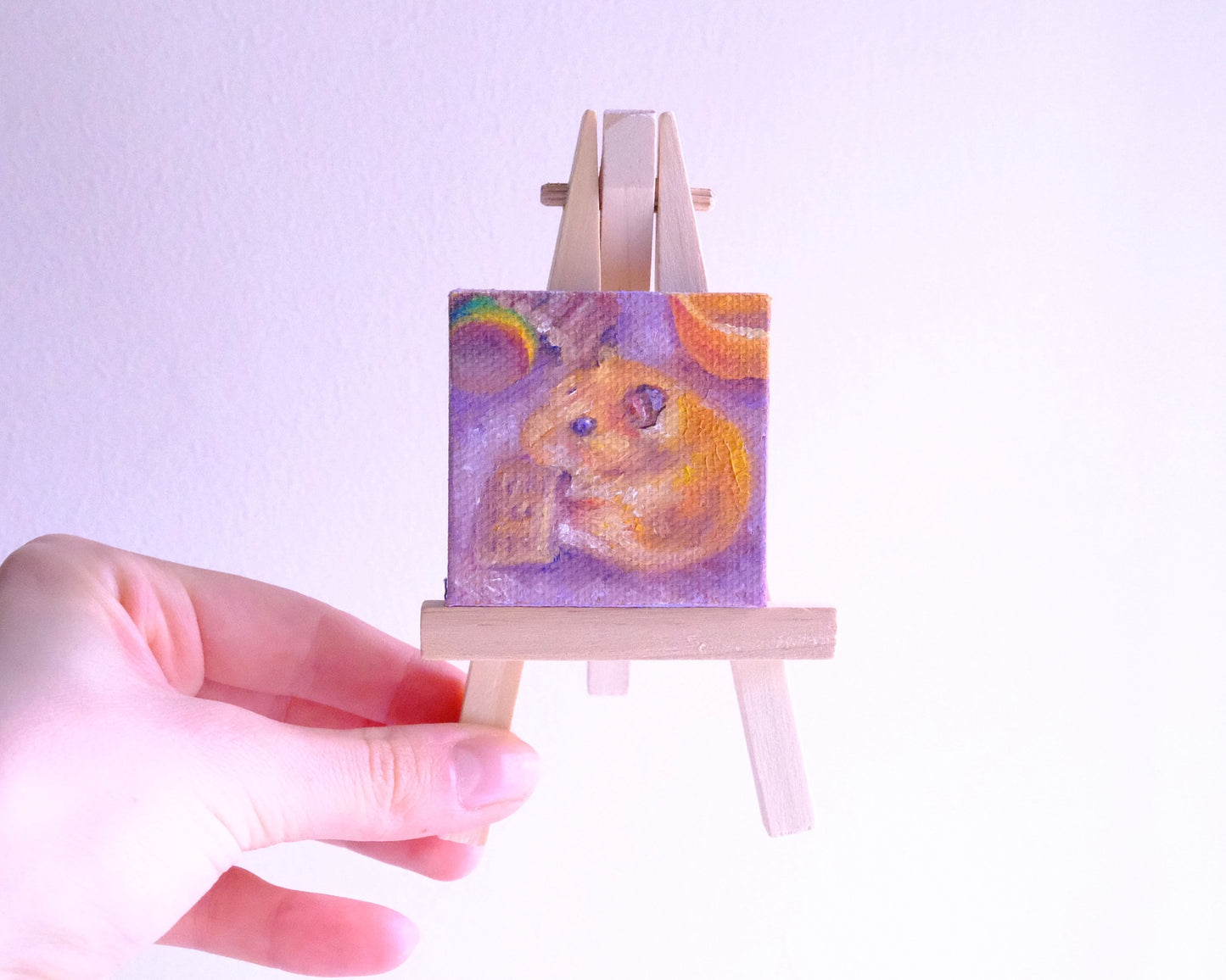 Custom Miniature Hamster Portrait (Oil, 5x5cm canvas)