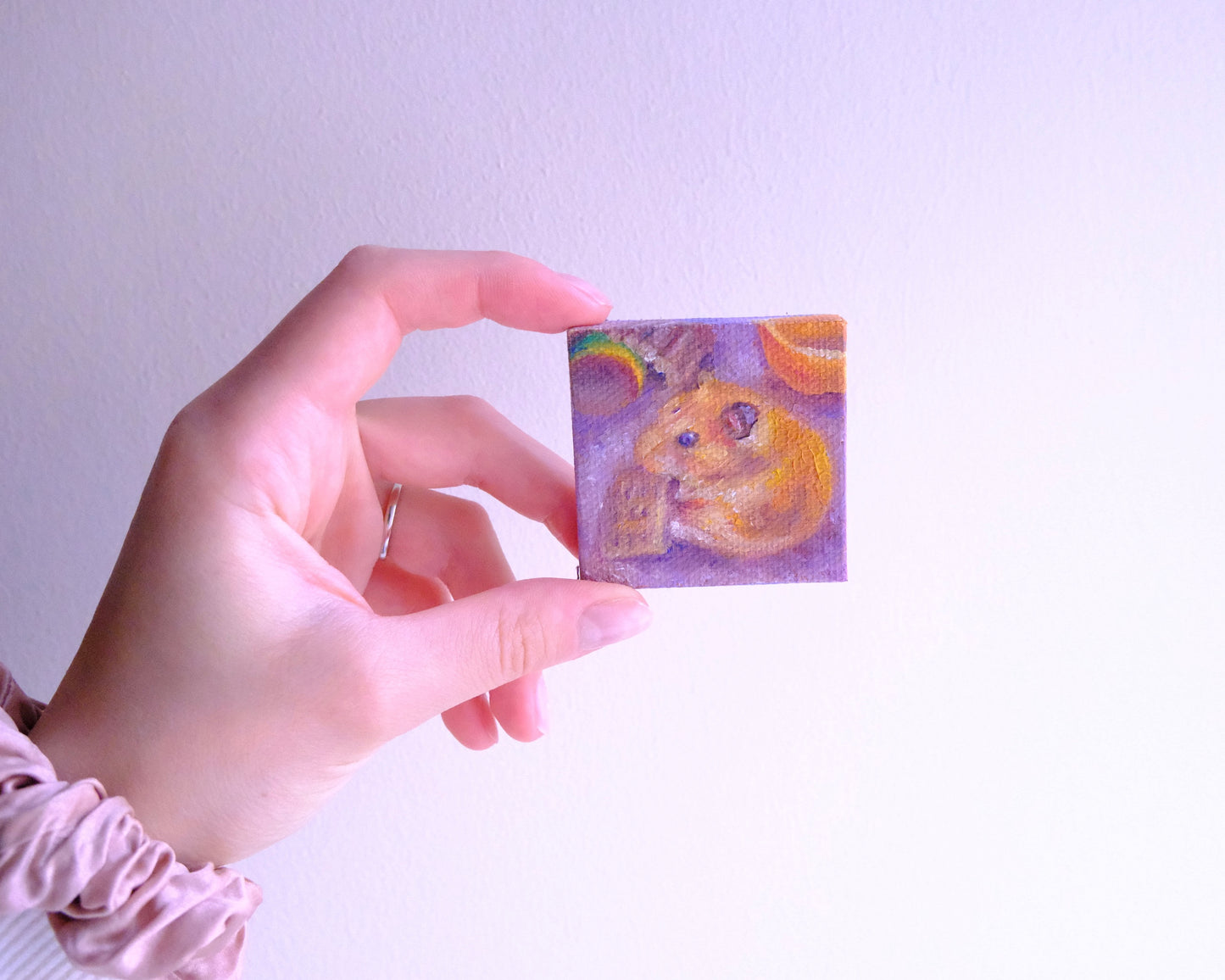 Custom Miniature Hamster Portrait (Oil, 5x5cm canvas)