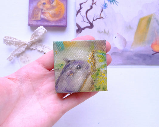 Custom Miniature Hamster Portrait (Oil, 5x5cm canvas)