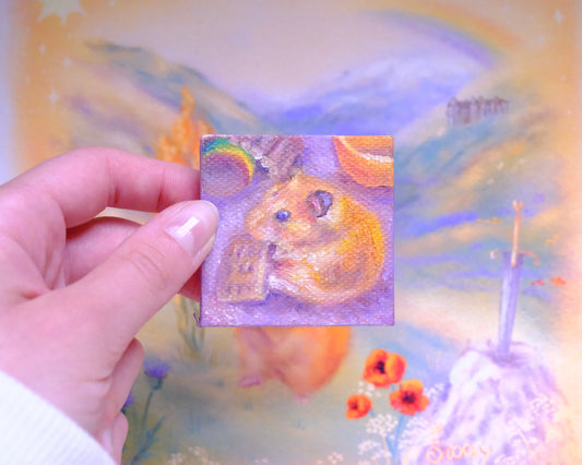 Custom Miniature Hamster Portrait (Oil, 5x5cm canvas)