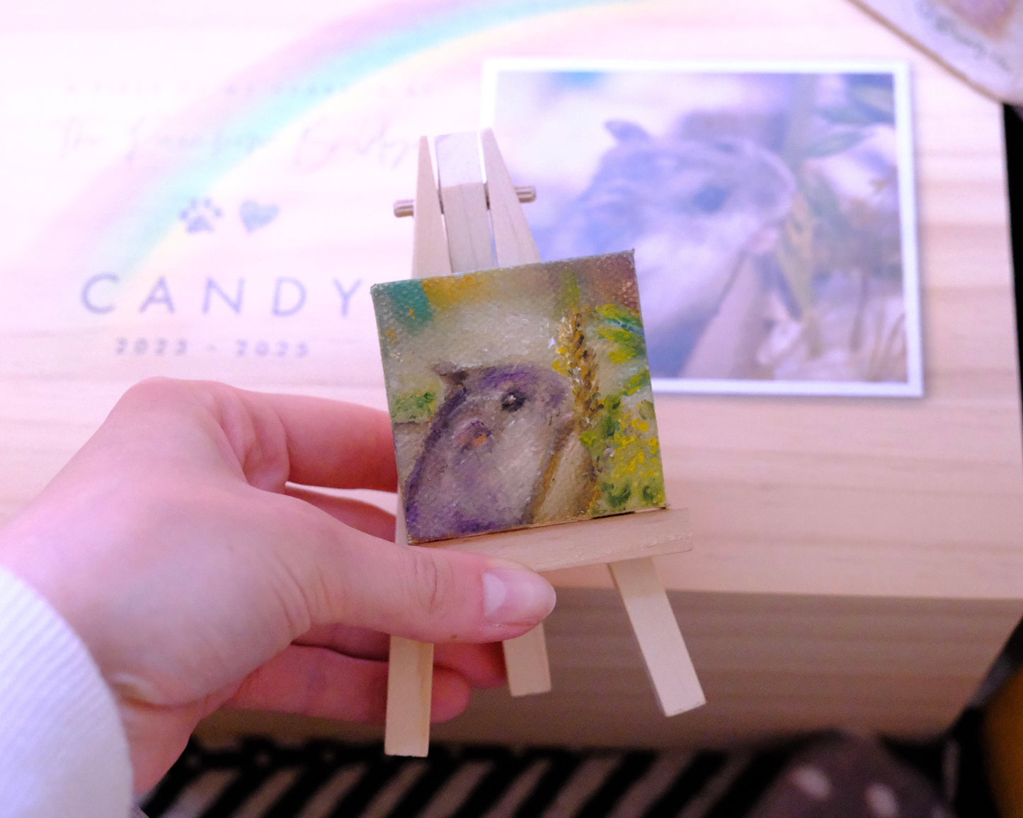 Custom Miniature Hamster Portrait (Oil, 5x5cm canvas)